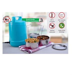 3 Container Electric Steel Lunch Box With Auto Cut Function - CGP-3129