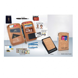 Eco-Friendly Cork All In 1 Passport Holder With Sim Card - CGP-3107