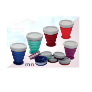 Folding Silicon Cup With Cap - CGP-3133