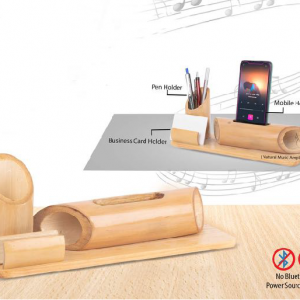 BAMBOO TUMBLER WITH CARD HOLDER AND MUSIC AMPLIFIER - CGP-3283