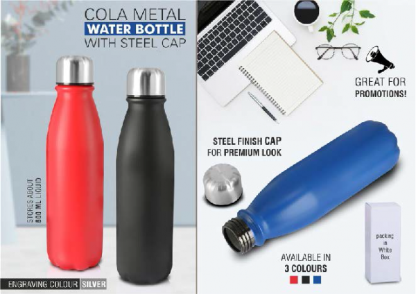 Cola Metal Water Bottle With Steel Cap - CGP-3266