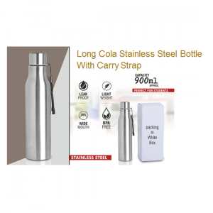 Long Cola Stainless Steel Bottle With Carry Strap - CGP-3431