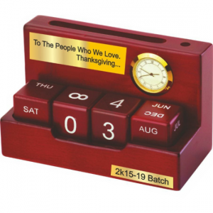 Perpetual Wooden Calendar with clock - CGP-2778