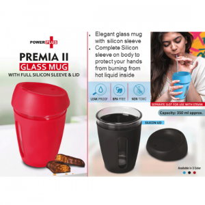 Premia Glass Mug with Full Silicon Sleeve LID - CGP-3570