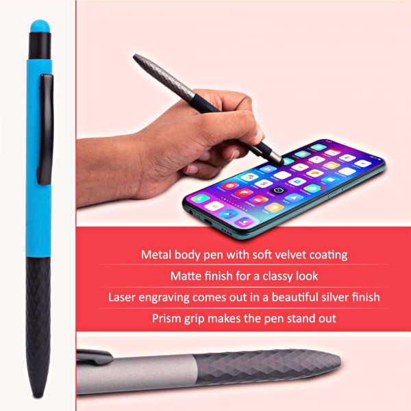 Prism Grip Metal body pen with Stylus