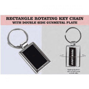 Rectangle Rotating Key Chain With Double Side Gunmetal Plate
